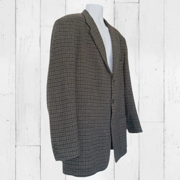 Vintage Structure Wool Blend Blazer Men’s XL– Made in Portugal Houndstooth 90s - Picture 6 of 13
